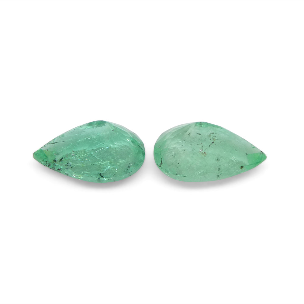 0.95ct Pair Pear Green Emerald from Colombia - Skyjems Wholesale Gemstones