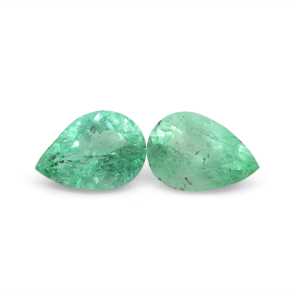 0.95ct Pair Pear Green Emerald from Colombia - Skyjems Wholesale Gemstones