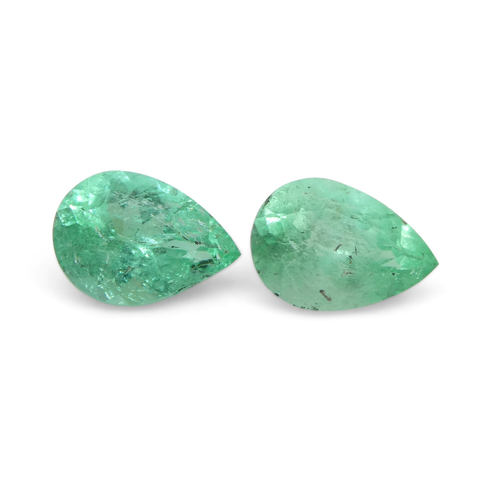 0.95ct Pair Pear Green Emerald from Colombia