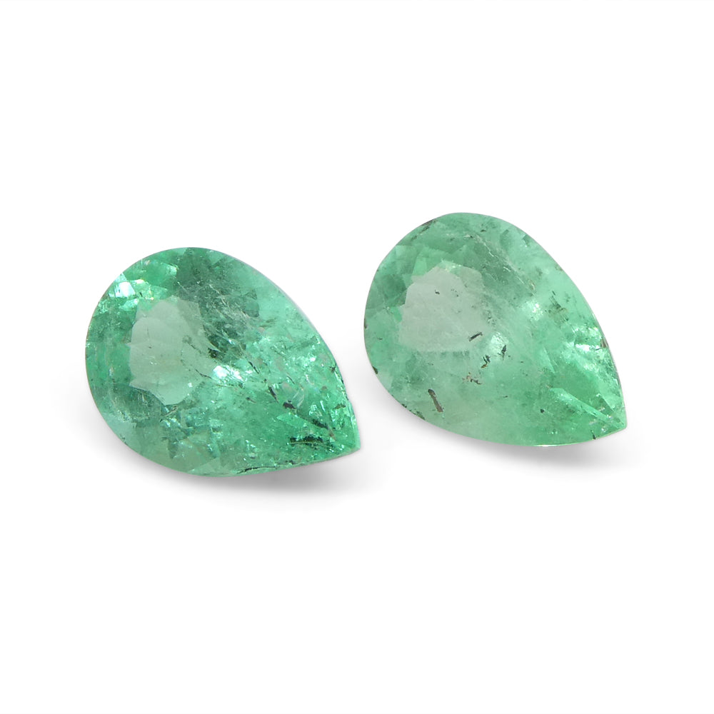 0.95ct Pair Pear Green Emerald from Colombia - Skyjems Wholesale Gemstones