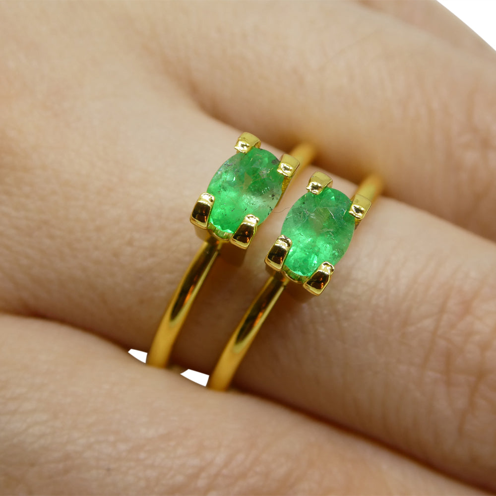 0.82ct Colombian Green Emerald Pair, Oval Cut Gemstones from SkyJems Premium Gem Collection
