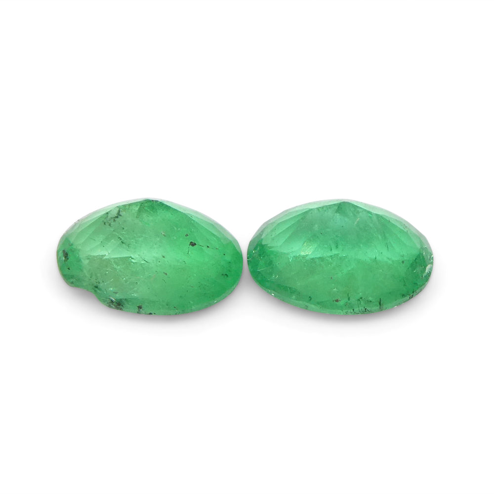 0.82ct Pair Oval Green Emerald from Colombia - Skyjems Wholesale Gemstones