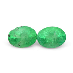 0.82ct Pair Oval Green Emerald from Colombia - Skyjems Wholesale Gemstones