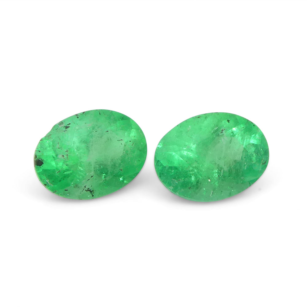 0.82ct Pair Oval Green Emerald from Colombia - Skyjems Wholesale Gemstones