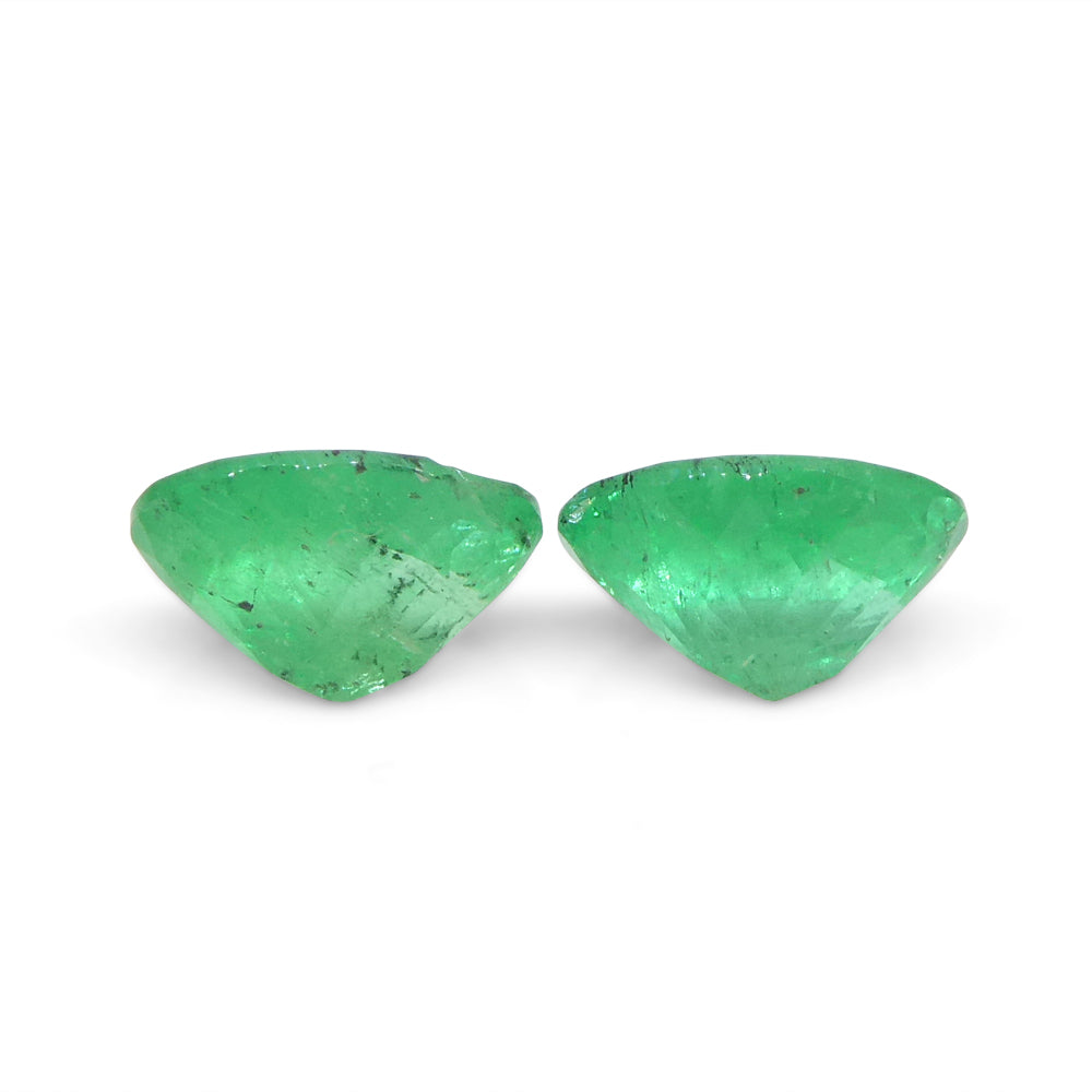 0.82ct Pair Oval Green Emerald from Colombia - Skyjems Wholesale Gemstones