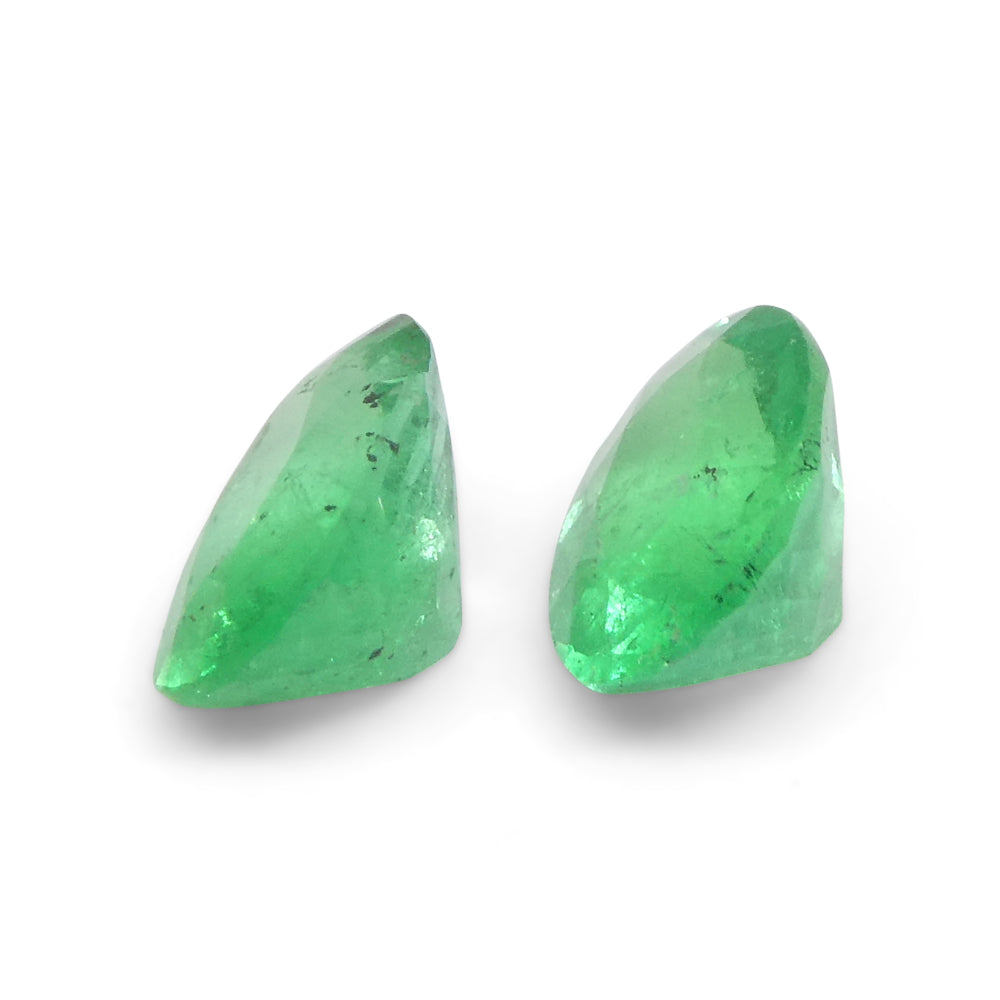 0.82ct Pair Oval Green Emerald from Colombia - Skyjems Wholesale Gemstones