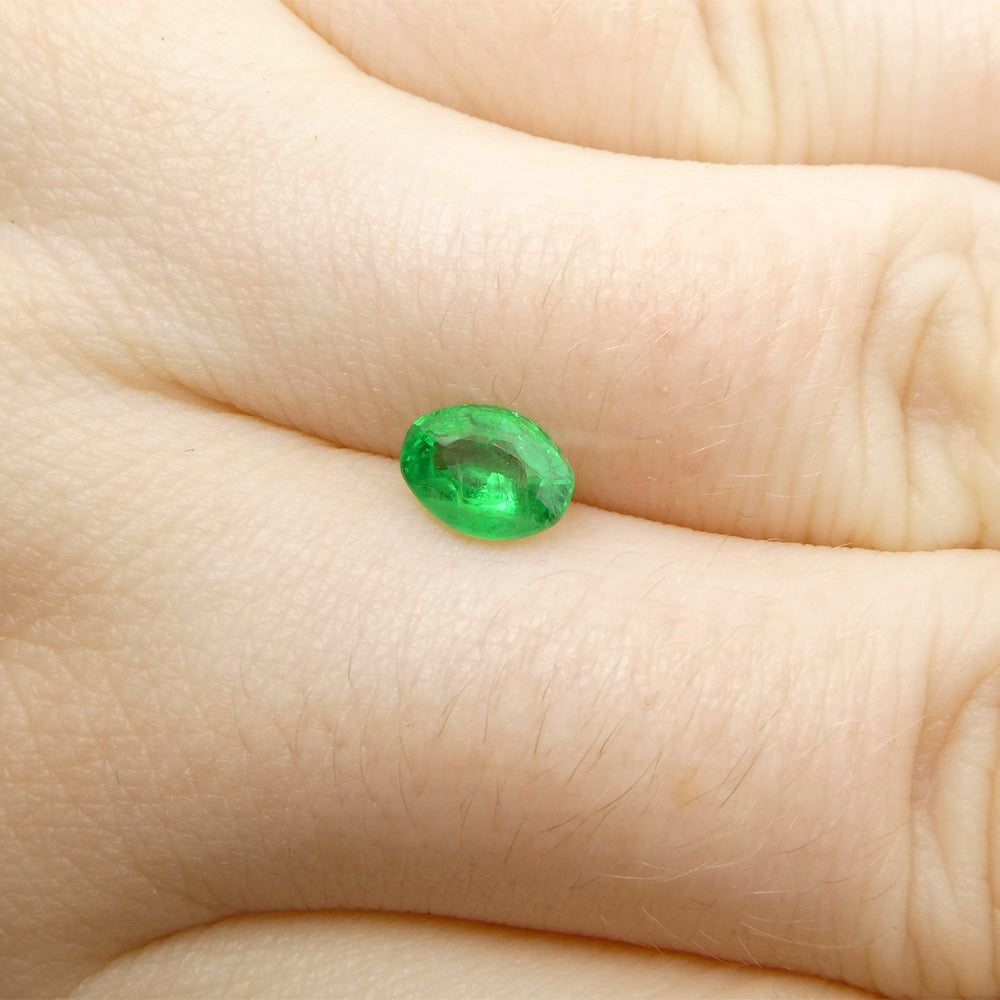 0.83ct Colombian Green Emerald Oval Gemstone from SkyJems, premium medium-strong green beryl fine jewelry stone