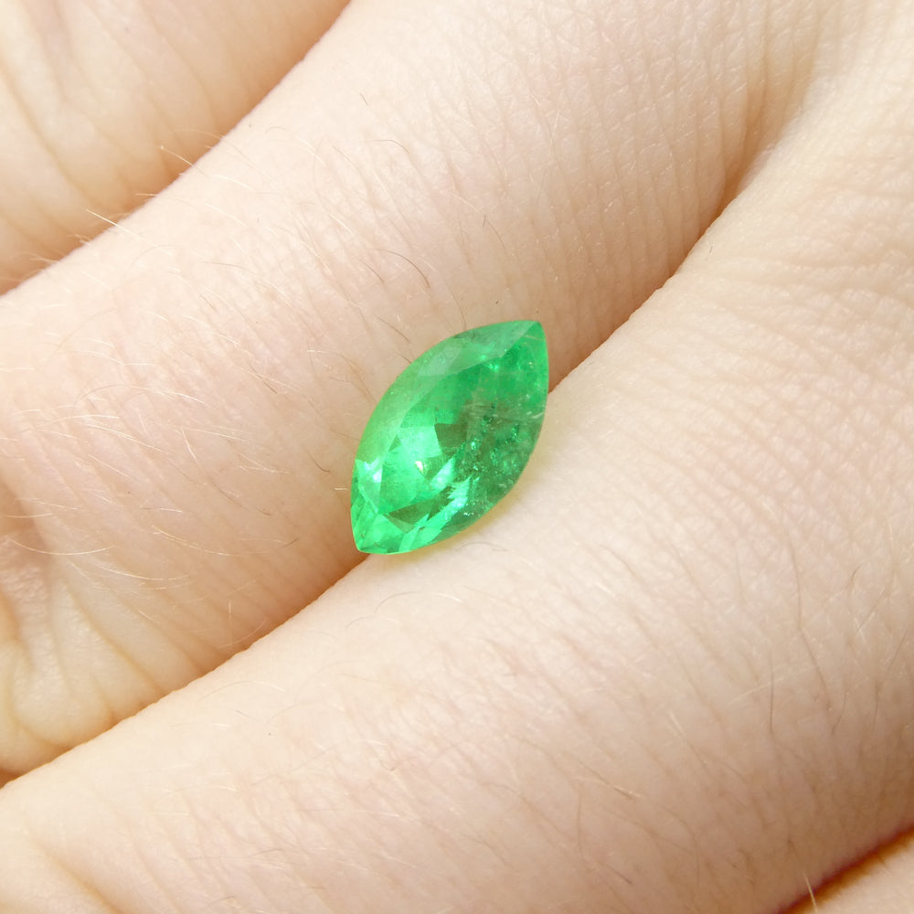 1.01ct Colombian Marquise Green Emerald, Step Cut, Vibrant Green Beryl Gemstone by SkyJems