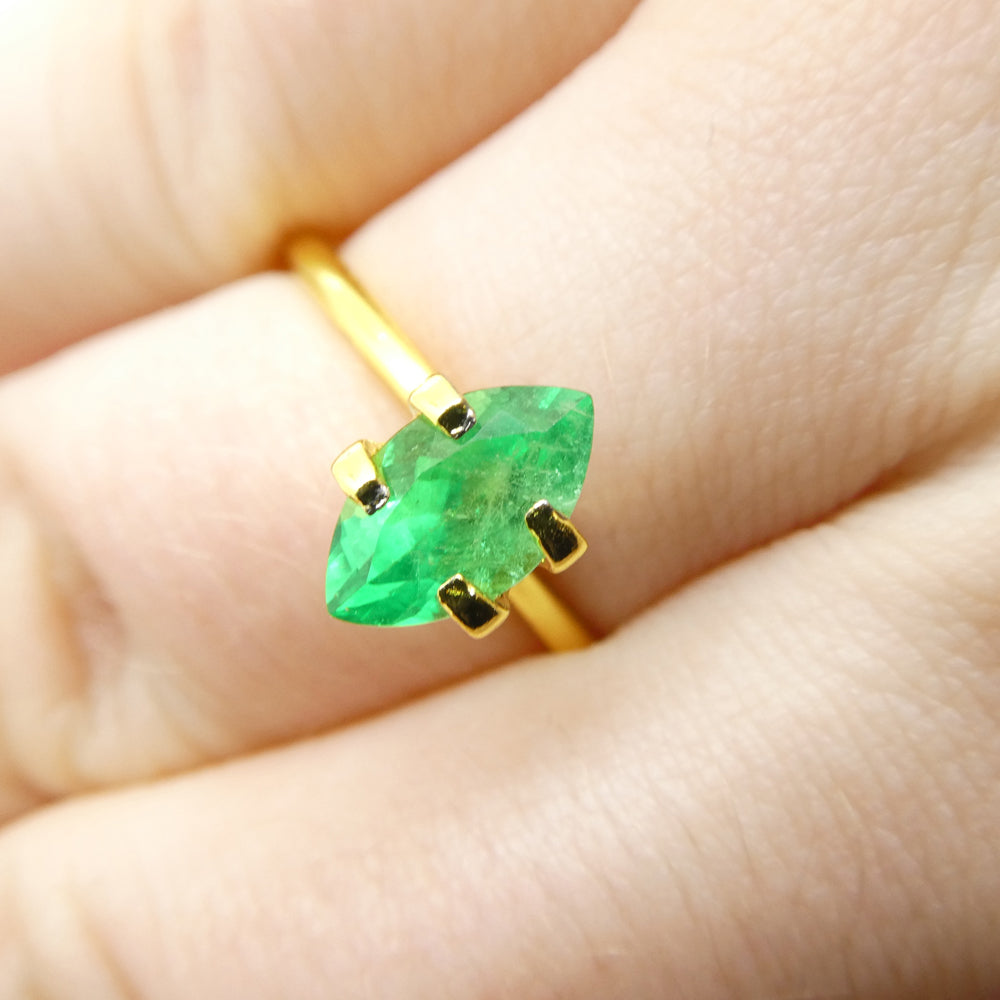 1.01ct Colombian Marquise Green Emerald, Very Slightly Bluish Green, Step Cut, Premium SkyJems Gemstone
