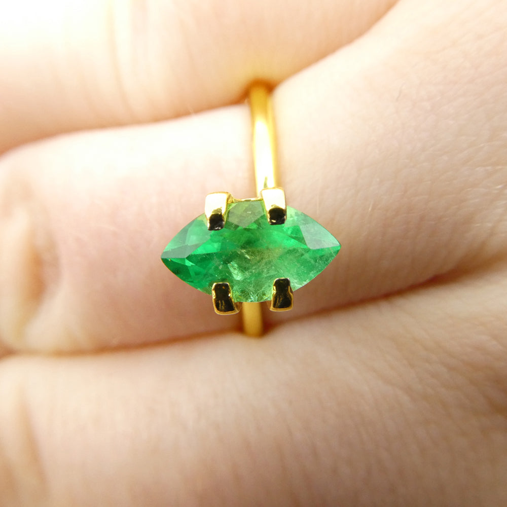 1.01ct Colombian Marquise Green Emerald, Very Slightly Bluish Green, Step Cut, SkyJems Premium Gemstone Collection