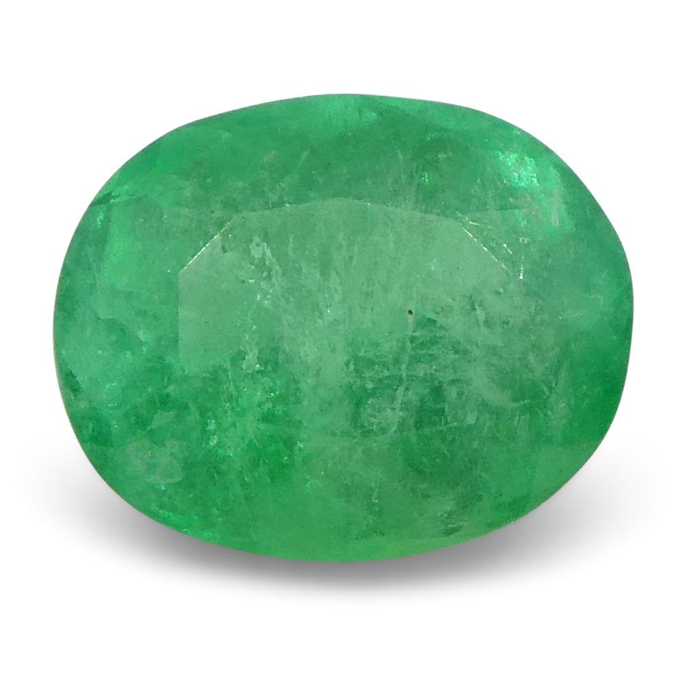 0.98 ct Colombian Emerald, vivid green oval gemstone from SkyJems' premium beryl collection, classic Modified Brilliant cut