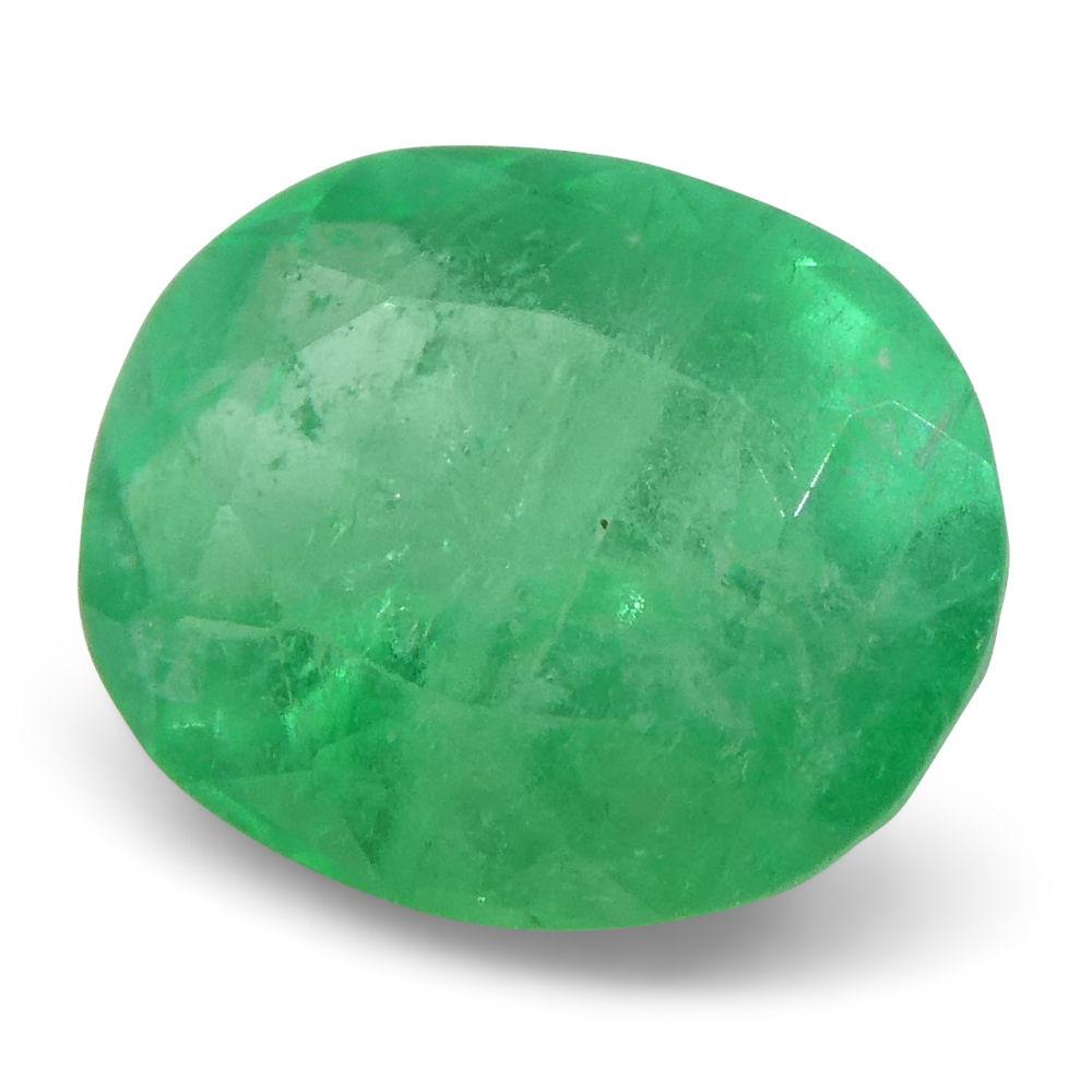 0.98 ct Colombian Emerald, vivid green oval gemstone from SkyJems' premium beryl collection, classic Modified Brilliant cut