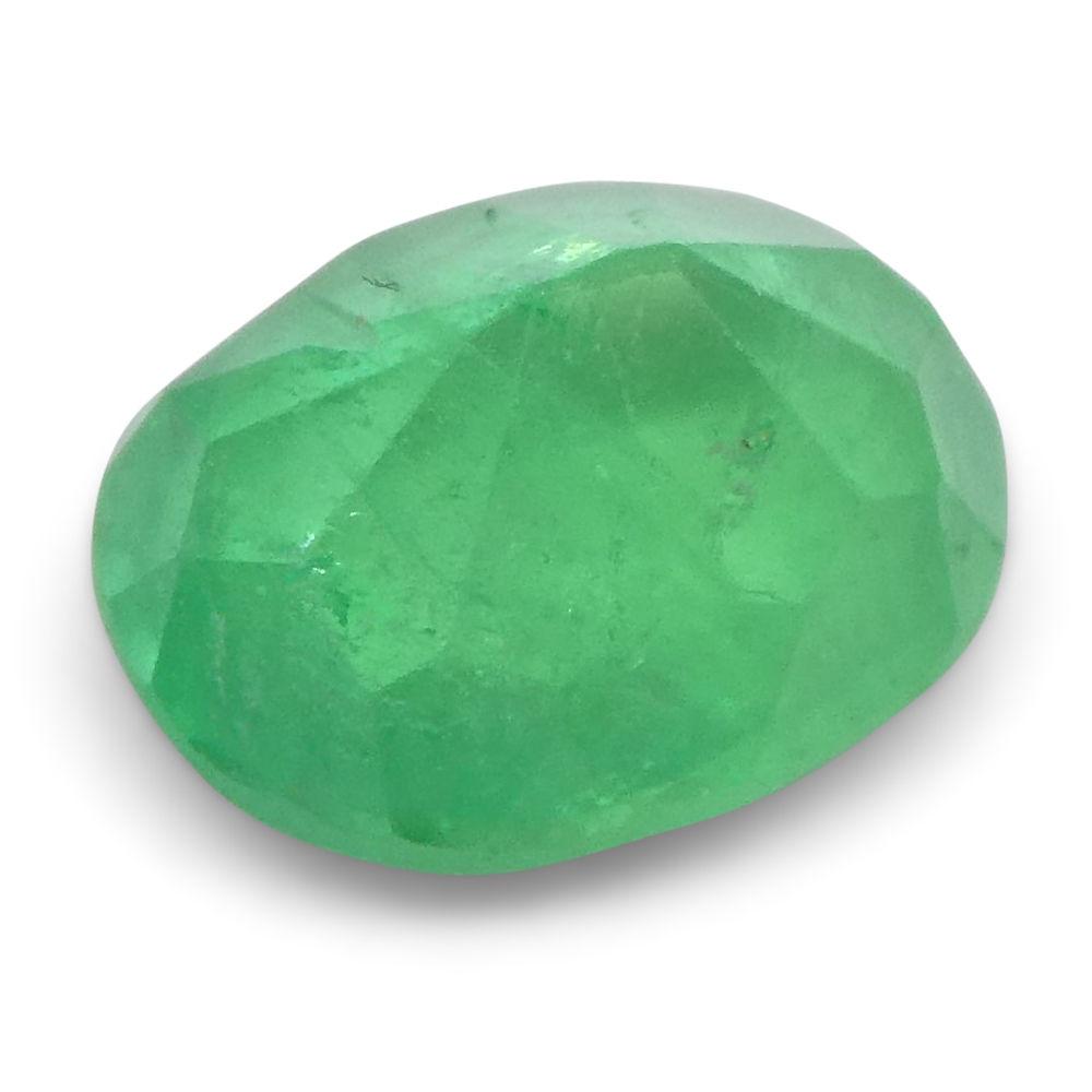 0.98 ct Colombian Emerald, vivid green oval gemstone from SkyJems' premium beryl collection, classic Modified Brilliant cut