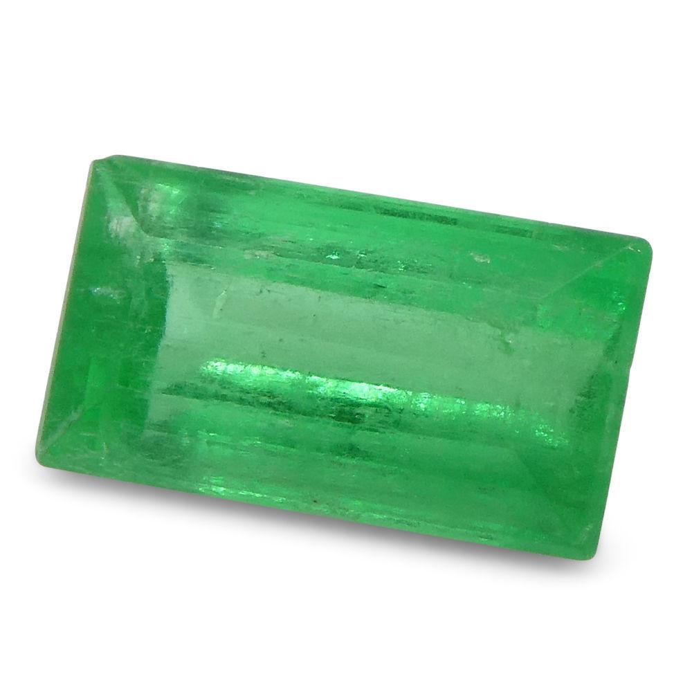 0.83 ct Colombian Emerald Baguette, vibrant green Step Cut gemstone from SkyJems' premium single-stone collection