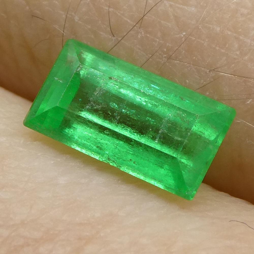 SkyJems 0.83 ct Colombian Emerald: Vibrant Green Baguette-Cut Beryl Gemstone from South American Mines