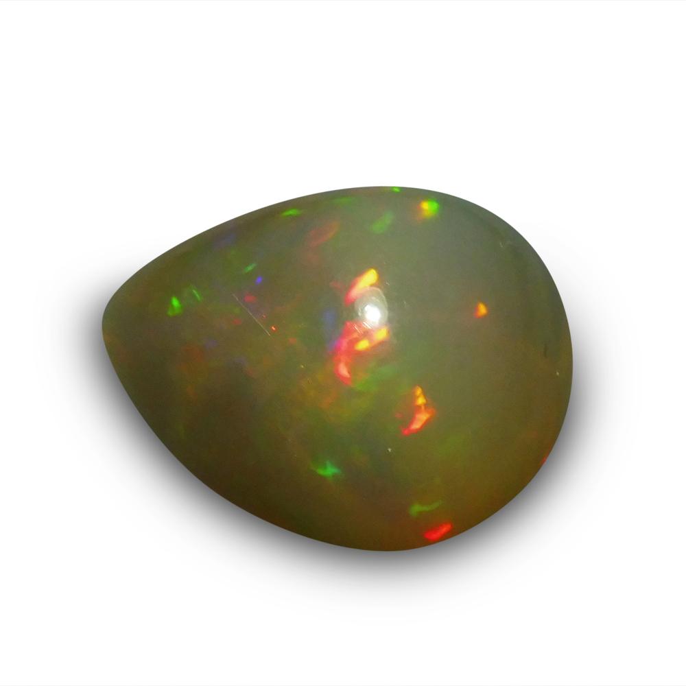 5.22 ct Ethiopian Pear Cabochon Opal with Multicolour Flash, Rare Gemstone from SkyJems Gem Collection