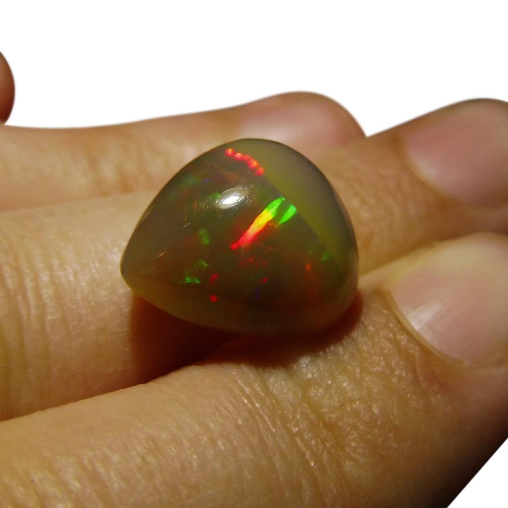 SkyJems 5.22 ct Ethiopian Pear Cabochon Opal with Multicolour Flash, Rare Gem from Africa's Finest Stones