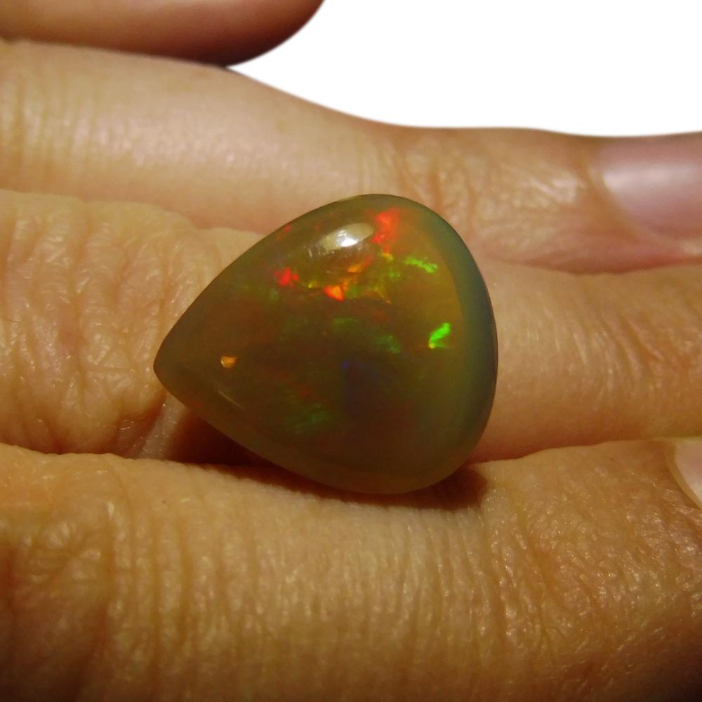 SkyJems 5.22 ct Ethiopian Pear Cabochon Opal with Vibrant Multicolour Play-of-Colour Gemstone