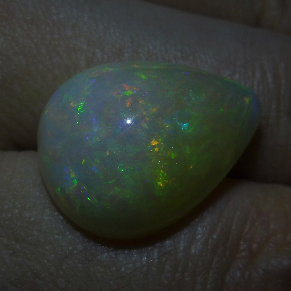 12.72 ct Ethiopian Pear Cabochon Opal with Multicolour Flash, Rare Gemstone from SkyJems Gem Collection