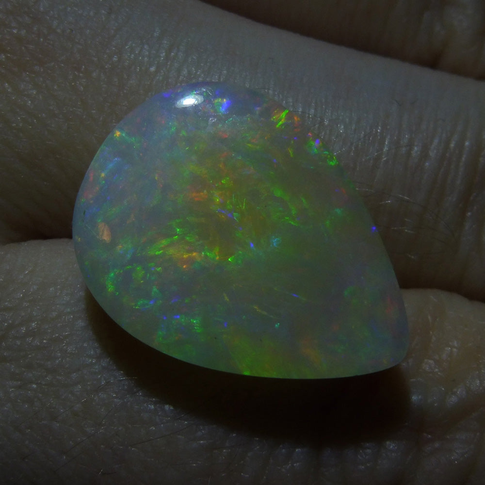 12.72 ct Ethiopian Pear Cabochon Opal with Multicolour Flash, Rare Gemstone from SkyJems Gem Collection