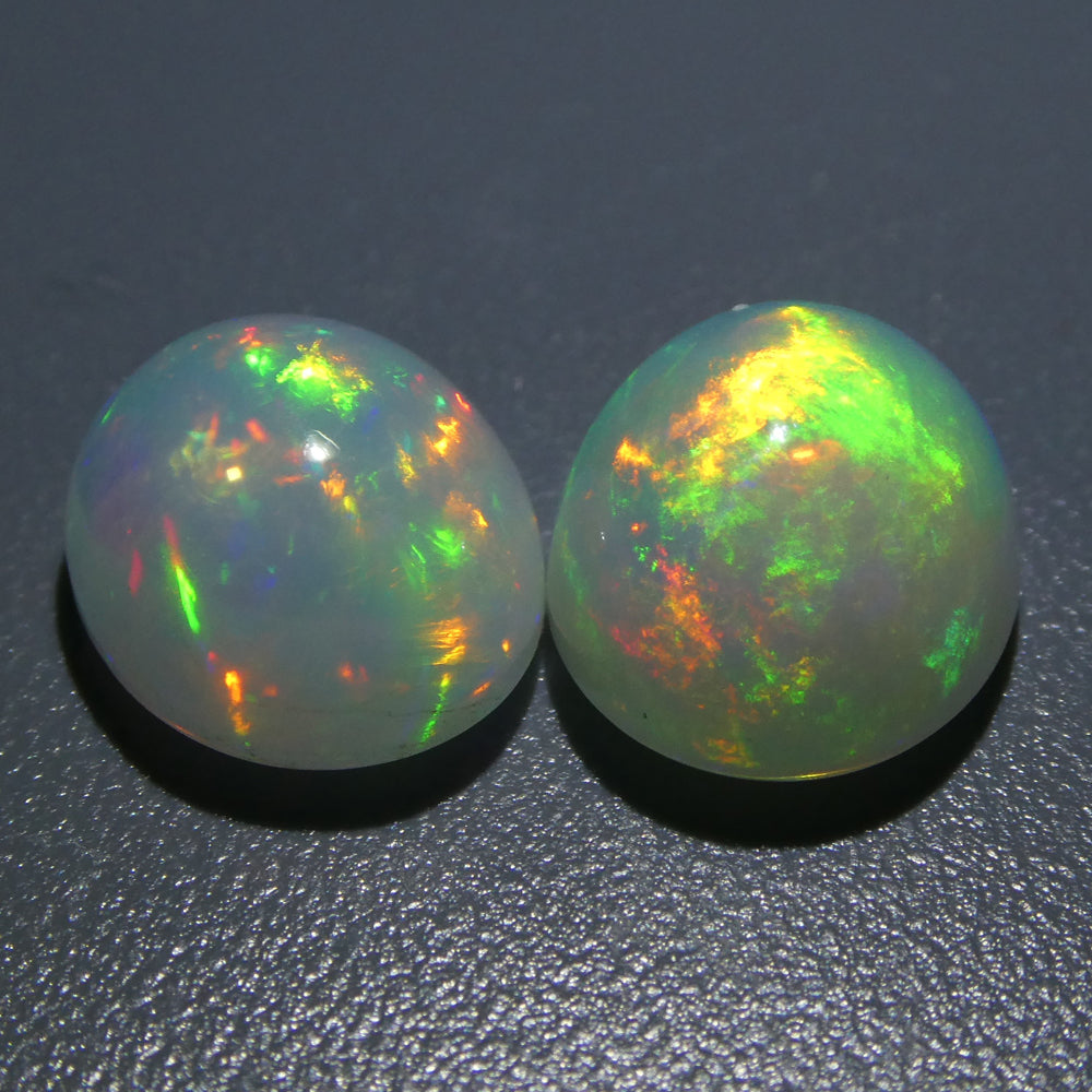 7.58ct Oval Cabochon Crystal Opal Pair - Skyjems Wholesale Gemstones