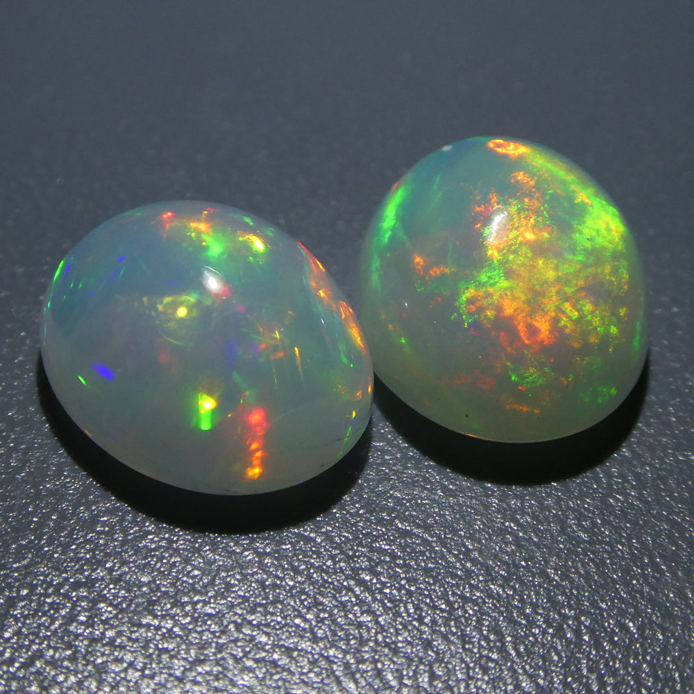 7.58ct Oval Cabochon Crystal Opal Pair - Skyjems Wholesale Gemstones