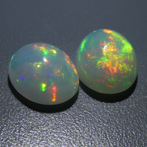7.58ct Oval Cabochon Crystal Opal Pair