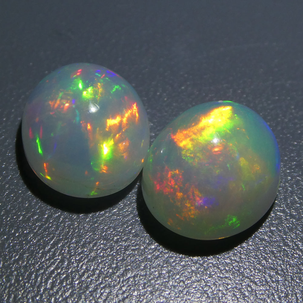 7.58ct Oval Cabochon Crystal Opal Pair - Skyjems Wholesale Gemstones