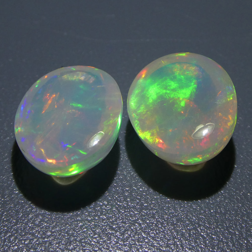 7.58ct Oval Cabochon Crystal Opal Pair - Skyjems Wholesale Gemstones