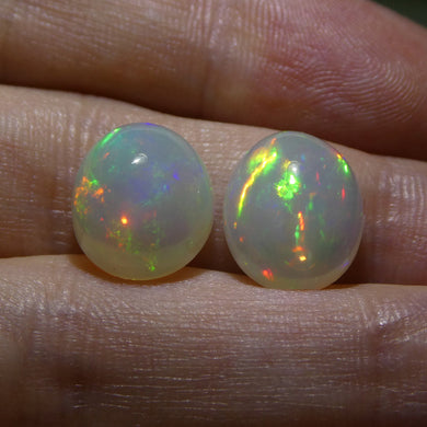 7.58ct Oval Cabochon Crystal Opal Pair - Skyjems Wholesale Gemstones