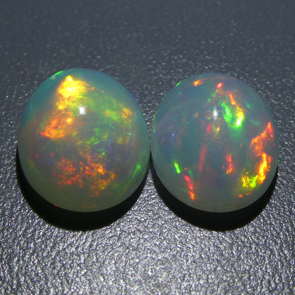 7.58ct Oval Cabochon Crystal Opal Pair - Skyjems Wholesale Gemstones