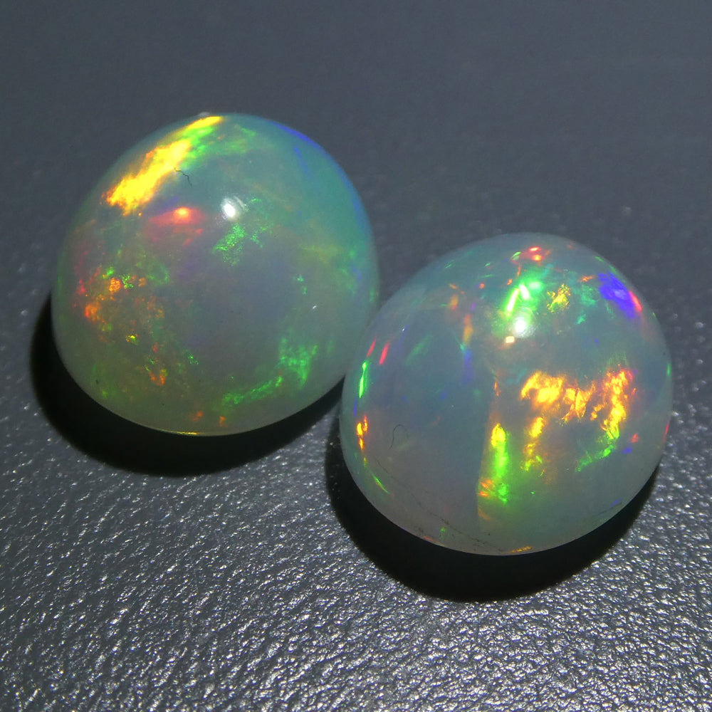 7.58ct Oval Cabochon Crystal Opal Pair - Skyjems Wholesale Gemstones