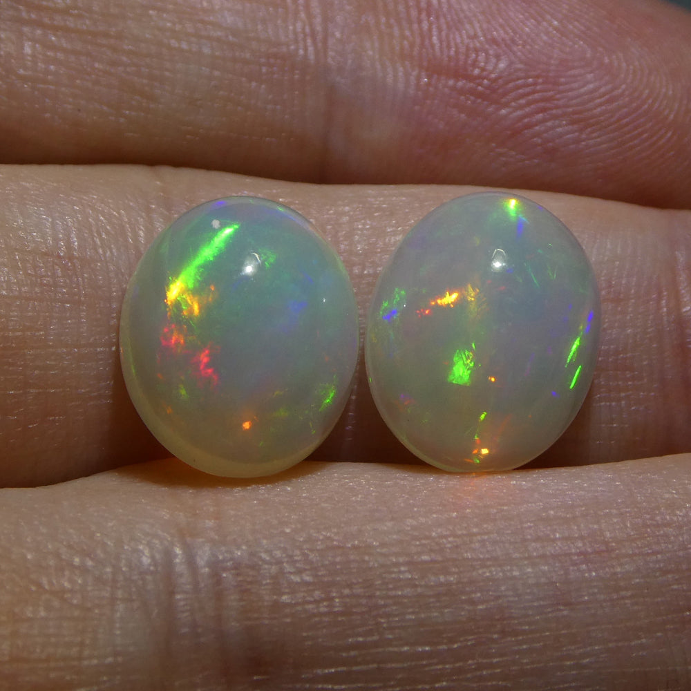 7.58ct Oval Cabochon Crystal Opal Pair - Skyjems Wholesale Gemstones