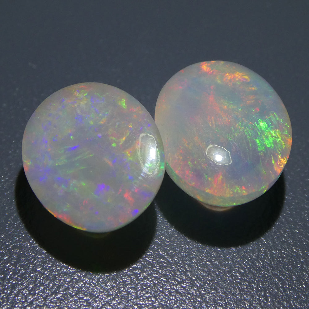 7.14ct Oval Cabochon Crystal Opal Pair - Skyjems Wholesale Gemstones