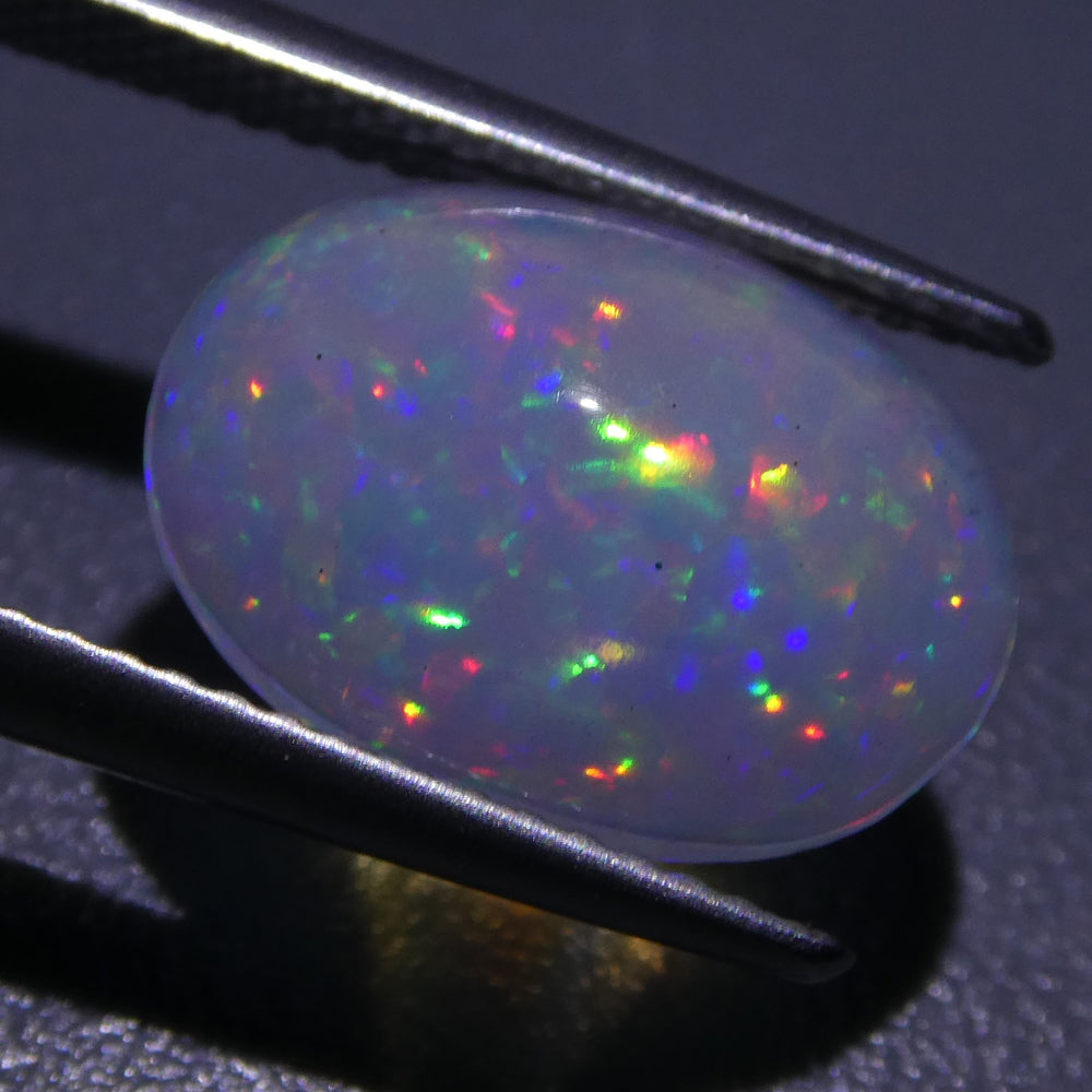 SkyJems 3.01ct Ethiopian Crystal Opal, oval cabochon with vibrant multicolor play-of-colour, premium gemstone