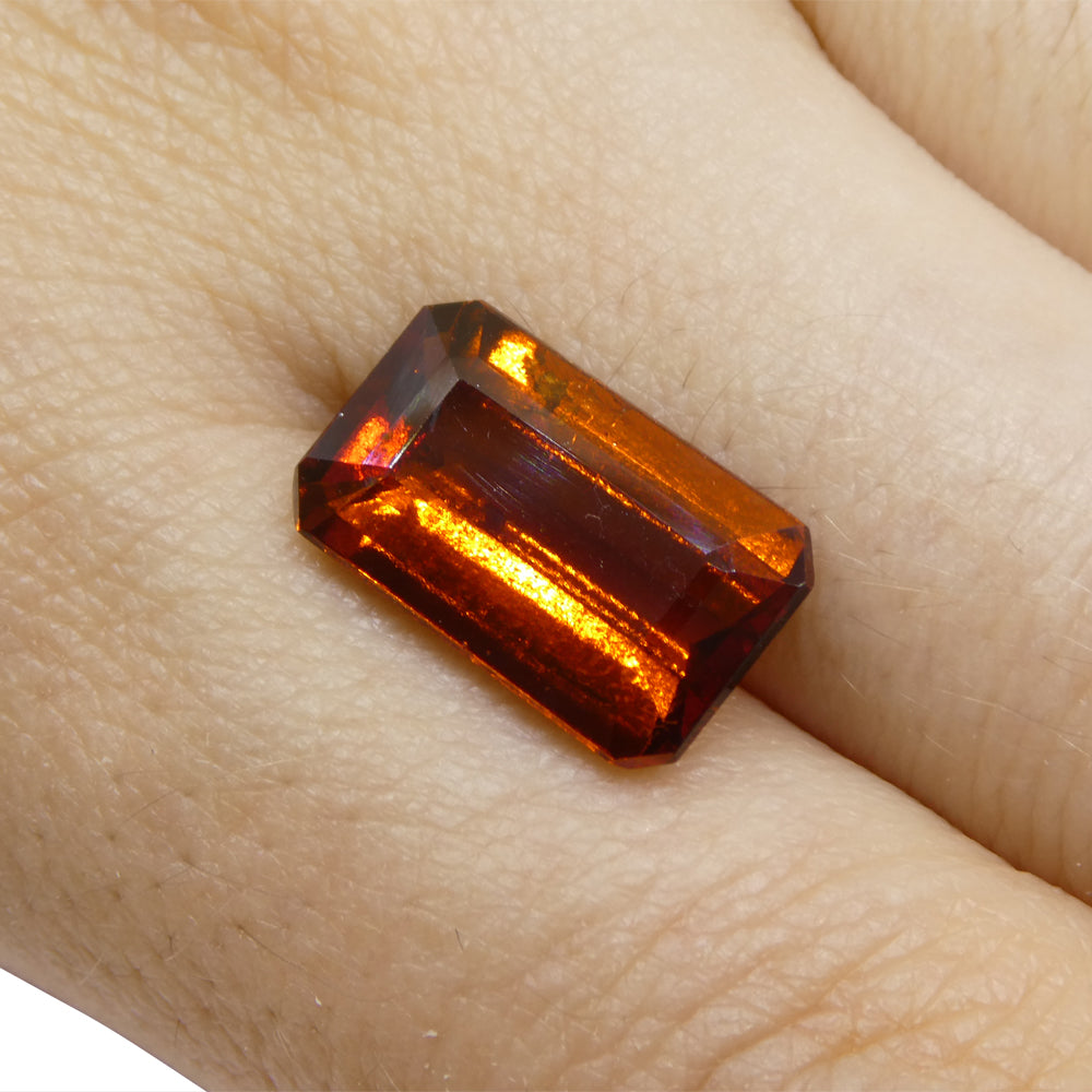 6.13ct Emerald Cut Reddish Orange Hessonite Garnet from Sri Lanka - Skyjems Wholesale Gemstones