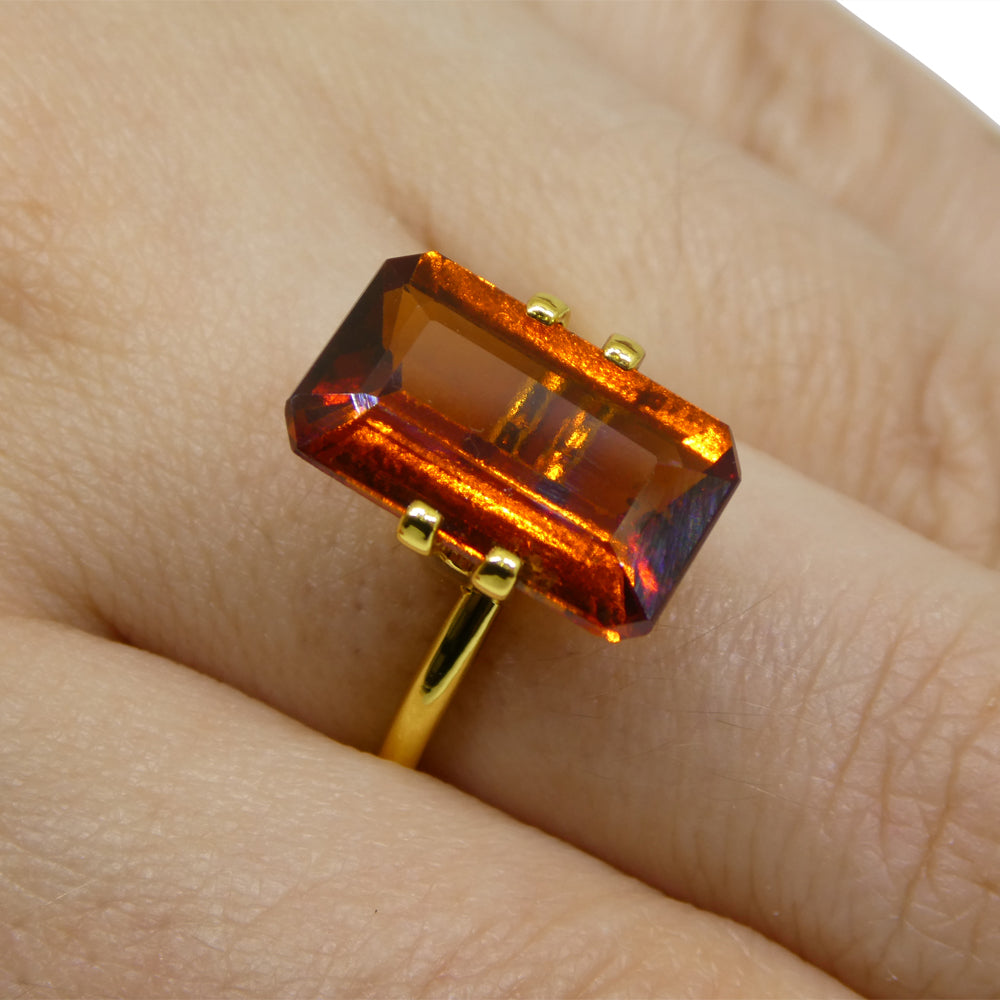 6.13ct Emerald Cut Reddish Orange Hessonite Garnet from Sri Lanka - Skyjems Wholesale Gemstones