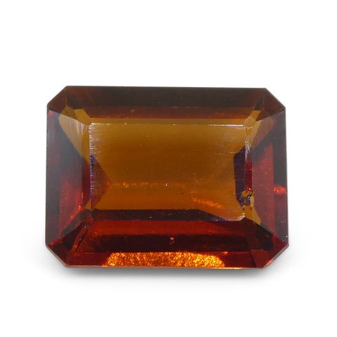 5.91ct Emerald Cut Reddish Orange Hessonite Garnet from Sri Lanka