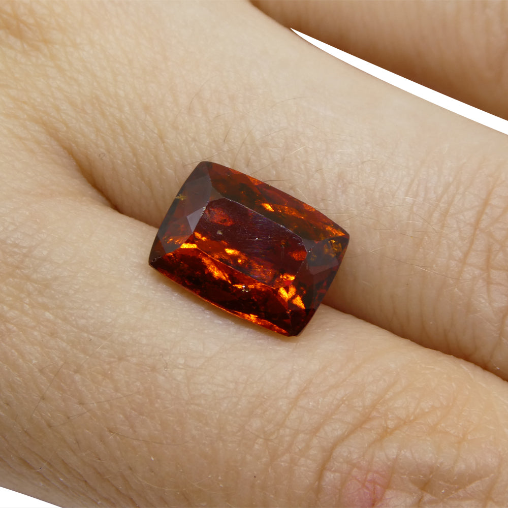 5.41ct Rectangular Cushion Reddish Orange Hessonite Garnet from Sri Lanka - Skyjems Wholesale Gemstones