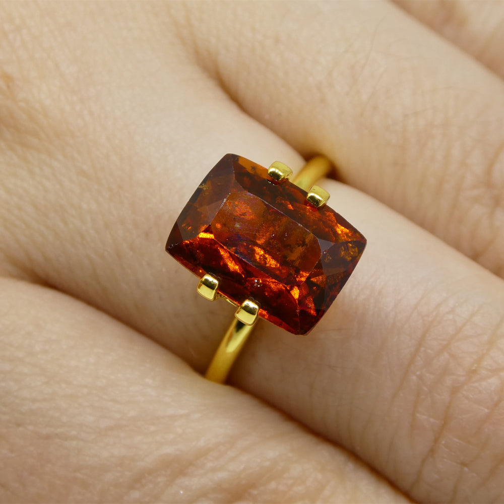 5.41ct Rectangular Cushion Reddish Orange Hessonite Garnet from Sri Lanka - Skyjems Wholesale Gemstones