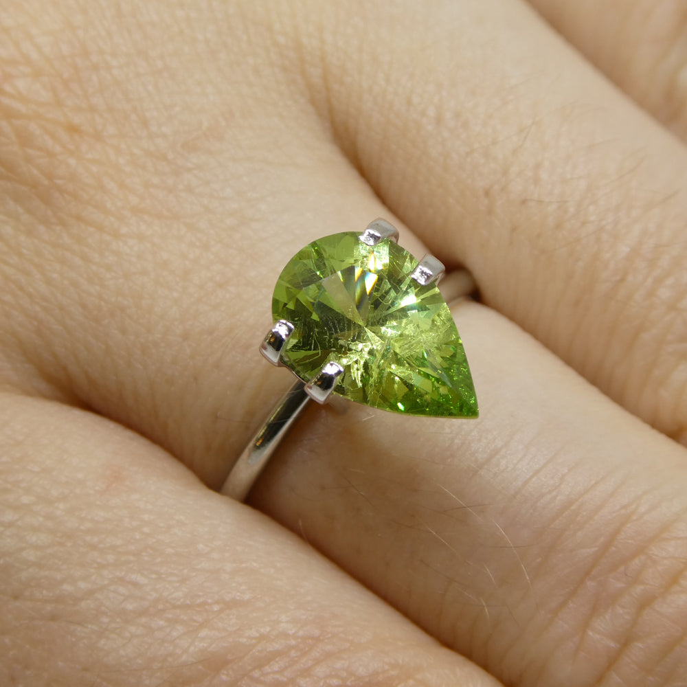 SkyJems 2.6ct Pear Mint Green Tsavorite Garnet from Tanzania, rare gemstone in modified brilliant cut