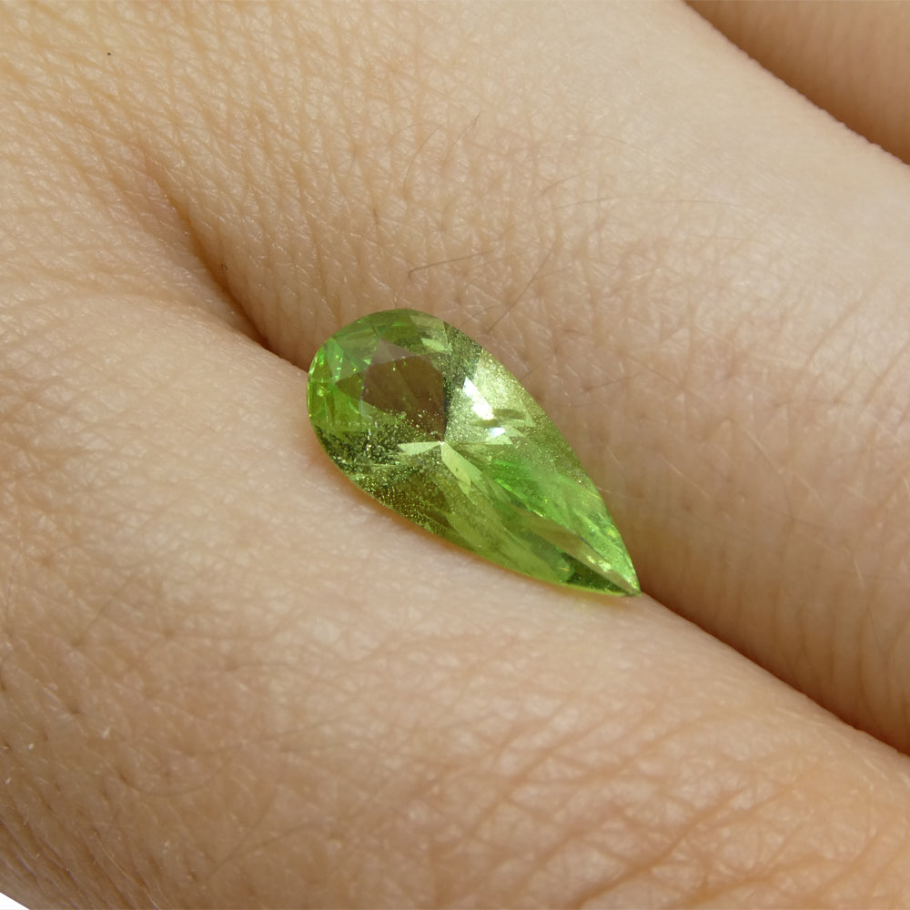 1.71ct Pear Green Mint Garnet from Tanzania - Skyjems Wholesale Gemstones