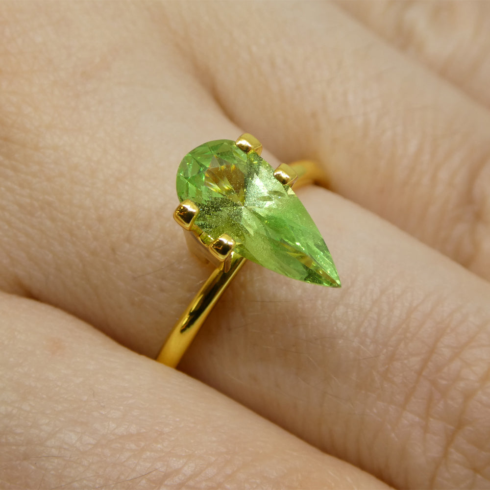 SkyJems 1.71ct Pear Mint Green Tsavorite Garnet from Tanzania, rare gemstone in modified brilliant cut