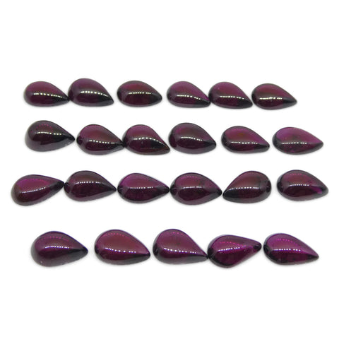 40ct Pyrope-Almandine Pear Cabochon Purple Rhodolite Garnet from Mozambique Wholesale Lot