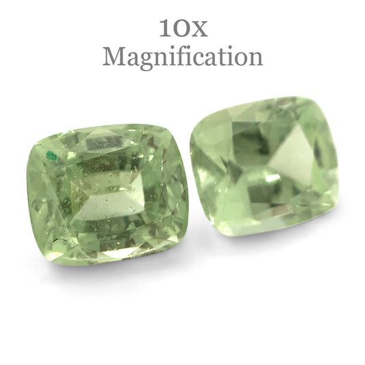 5.37ct Cushion Pastel Green Garnet Pair - Skyjems Wholesale Gemstones