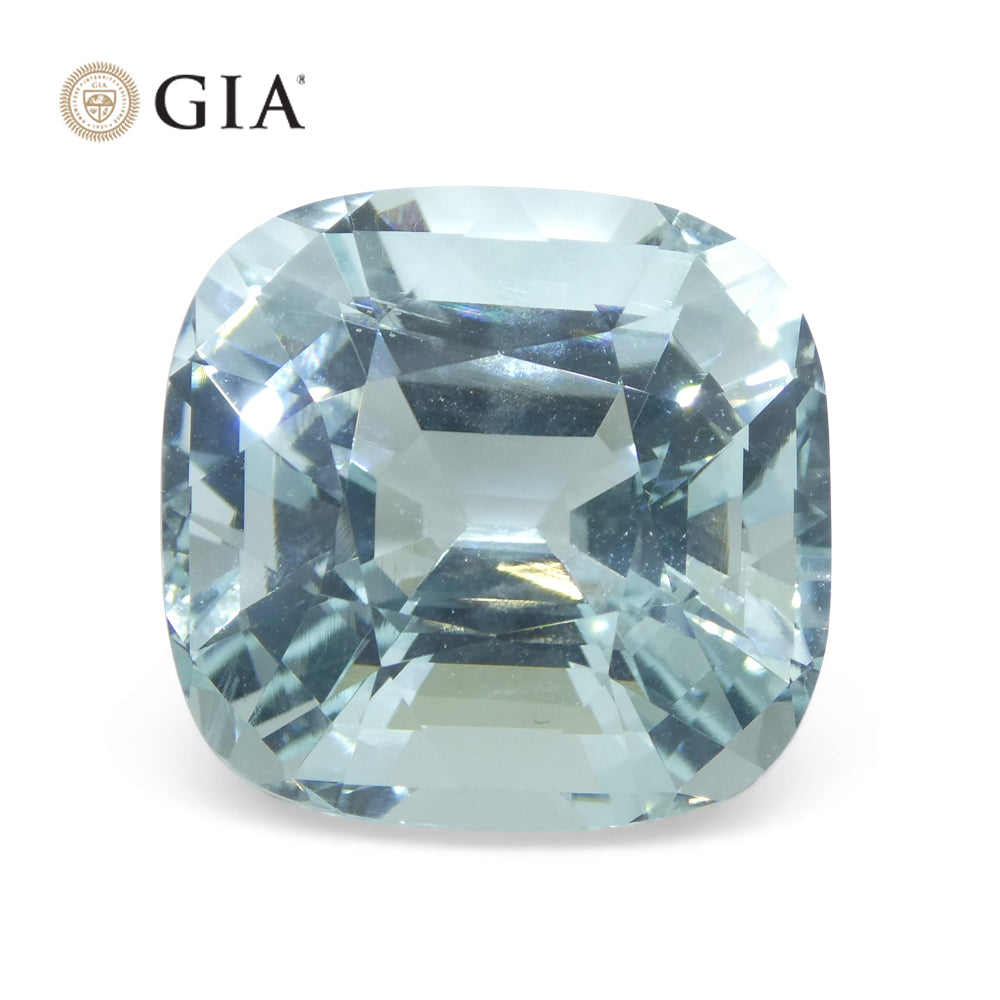 30.48ct Cushion Greenish Blue Aquamarine GIA Certified Unheated - Skyjems Wholesale Gemstones