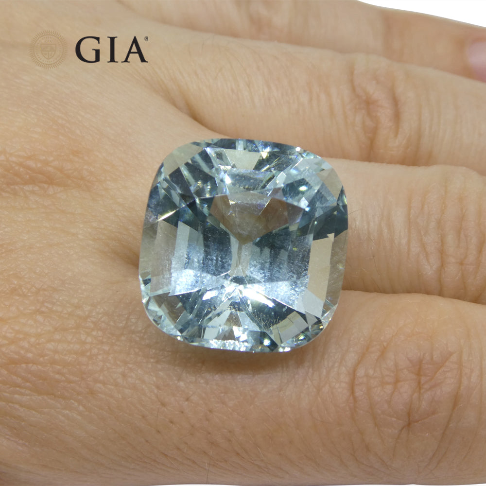 30.48ct Cushion Greenish Blue Aquamarine GIA Certified Unheated - Skyjems Wholesale Gemstones