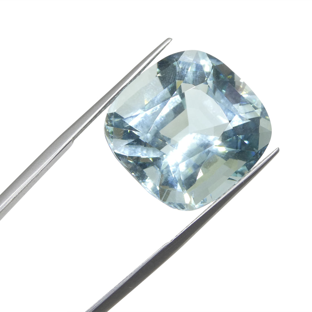 30.48ct Cushion Greenish Blue Aquamarine GIA Certified Unheated - Skyjems Wholesale Gemstones