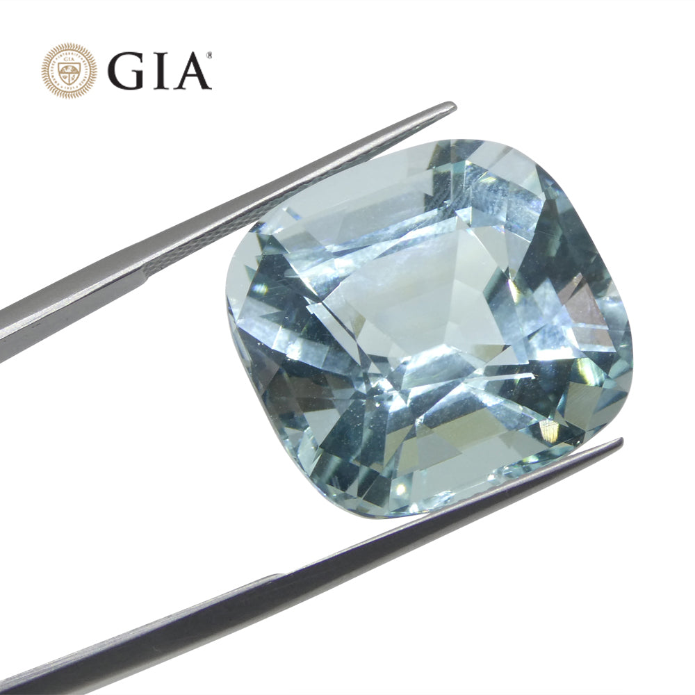 30.48ct Cushion Greenish Blue Aquamarine GIA Certified Unheated - Skyjems Wholesale Gemstones