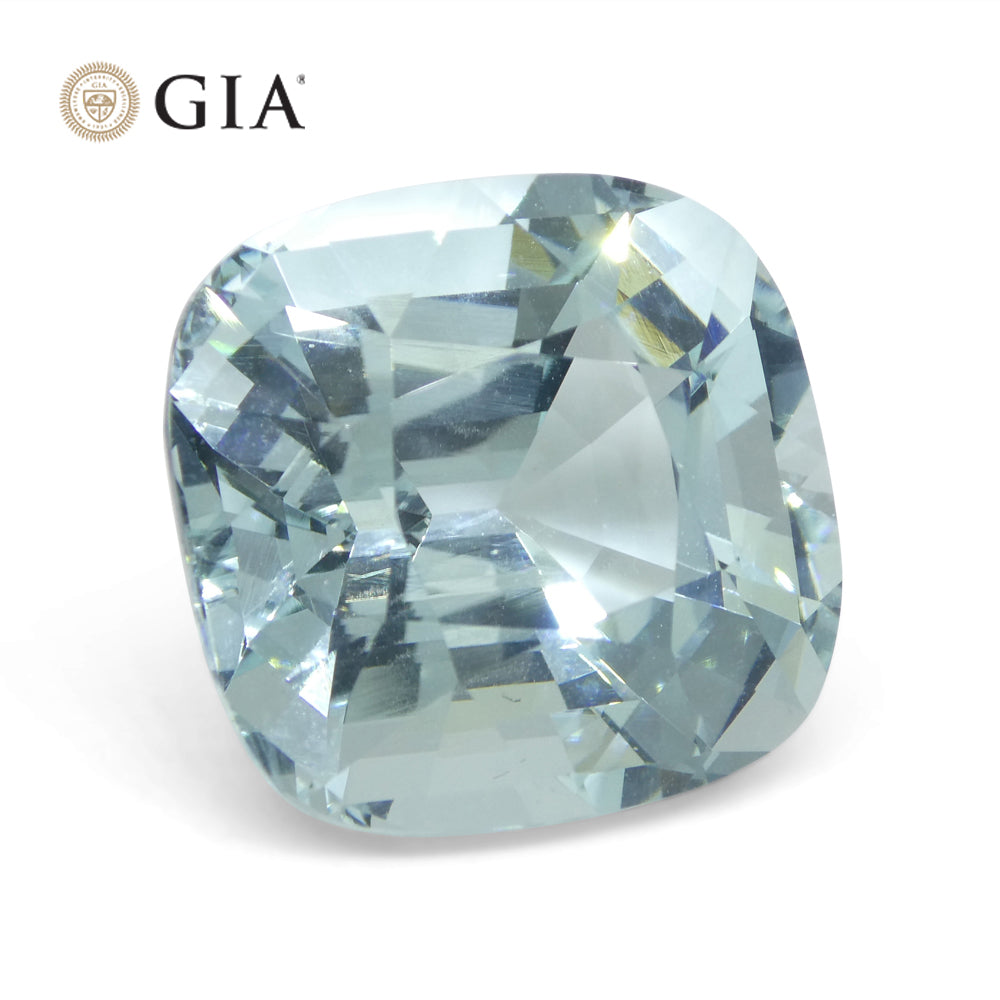 30.48ct Cushion Greenish Blue Aquamarine GIA Certified Unheated - Skyjems Wholesale Gemstones